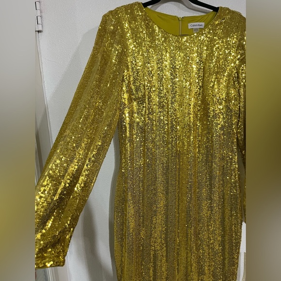 Calvin Klein sequin, gold dress size 14 NWT party formal,Cruise - Picture 10 of 14